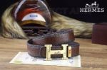 AAA Replica Hermes Leather Belt Price - Yellow Gold H Buckle